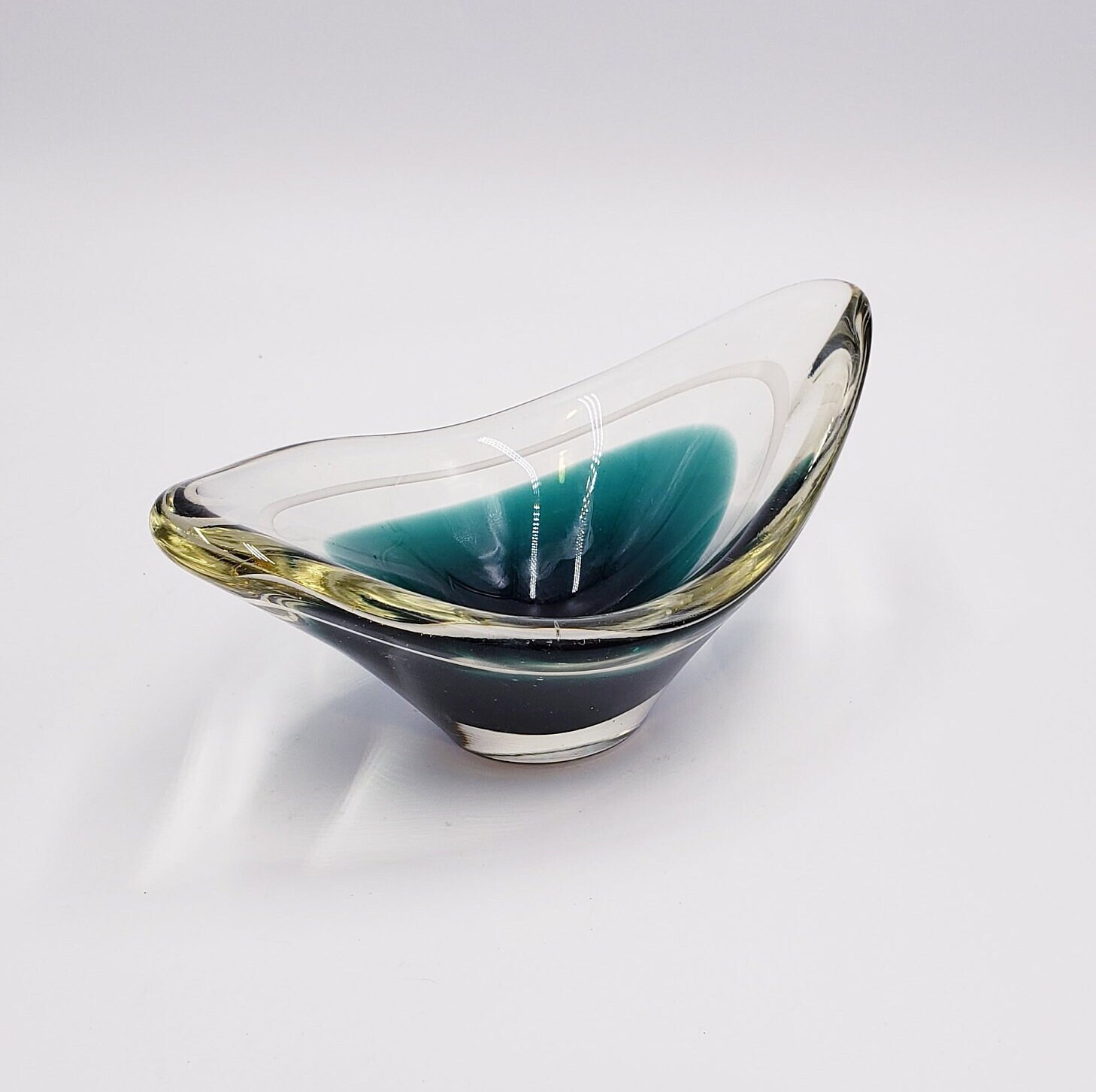 Signed Flygsfors - Coquille Sweden Art Glass Dish - Designed
