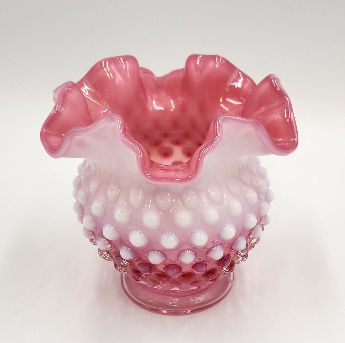 ヴィンテージ フェントン クランベリー ガラス ボウル/花瓶