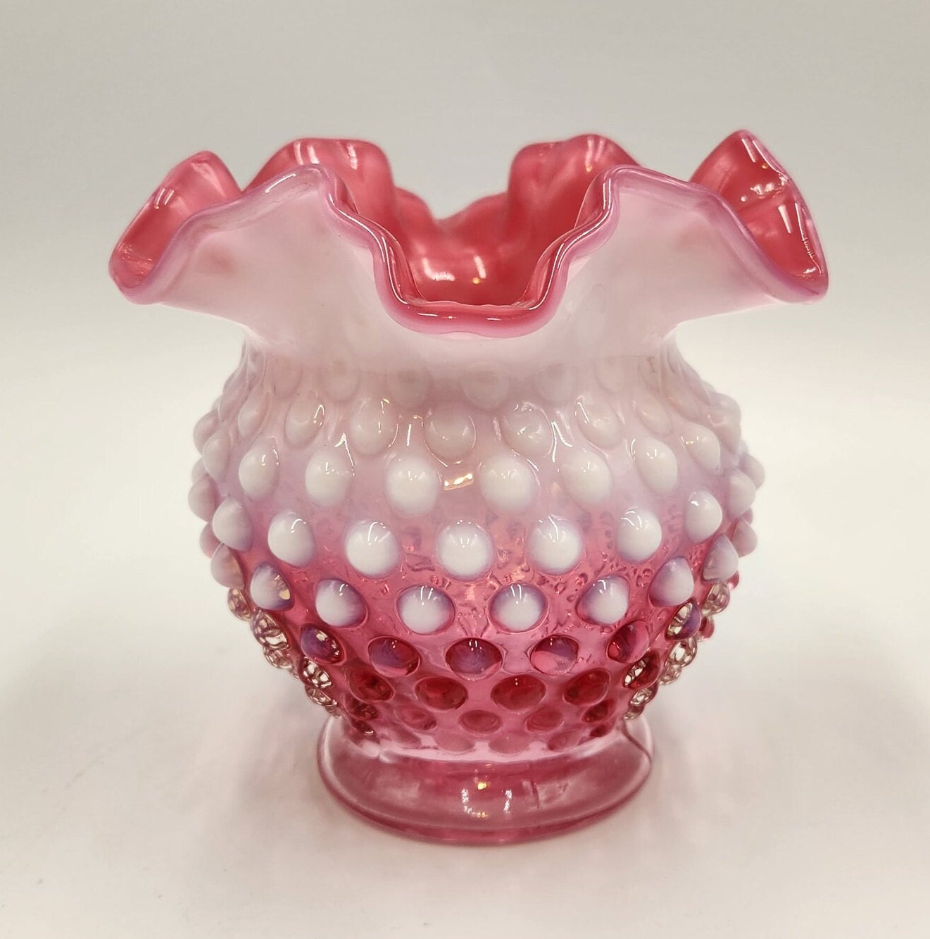 ヴィンテージ フェントン クランベリー ガラス ボウル/花瓶