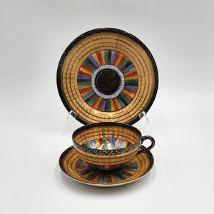 Antique Takito Thousand Faces Tea Cup Set: Hand-Painted Japanese Porcelain