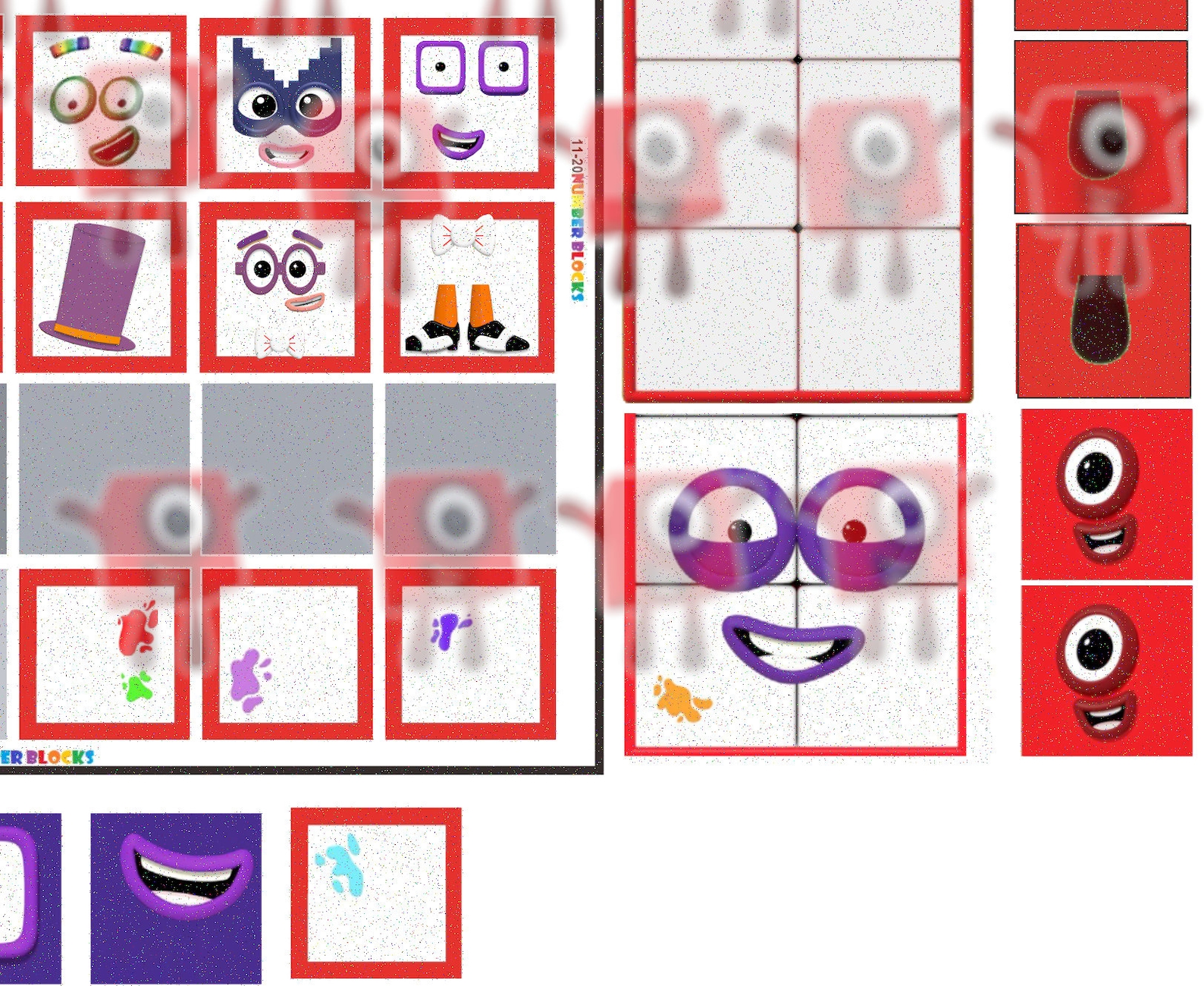 Peelable Numberblocks Face Sticker Sheet 020 Etsy Finland