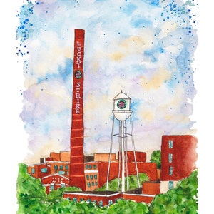 Lucky Strike | Richmond, Virginia 8x10 Watercolor Historic Skyline Art Print