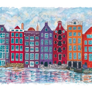 Canals | Amsterdam, The Netherlands 8x10 Watercolor European Cityscape Art Print