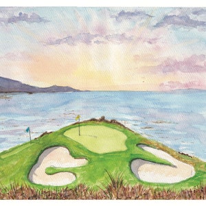 Pebble Beach Golf Links | 8x10 Fine Art Watercolor Print, California Golf Course