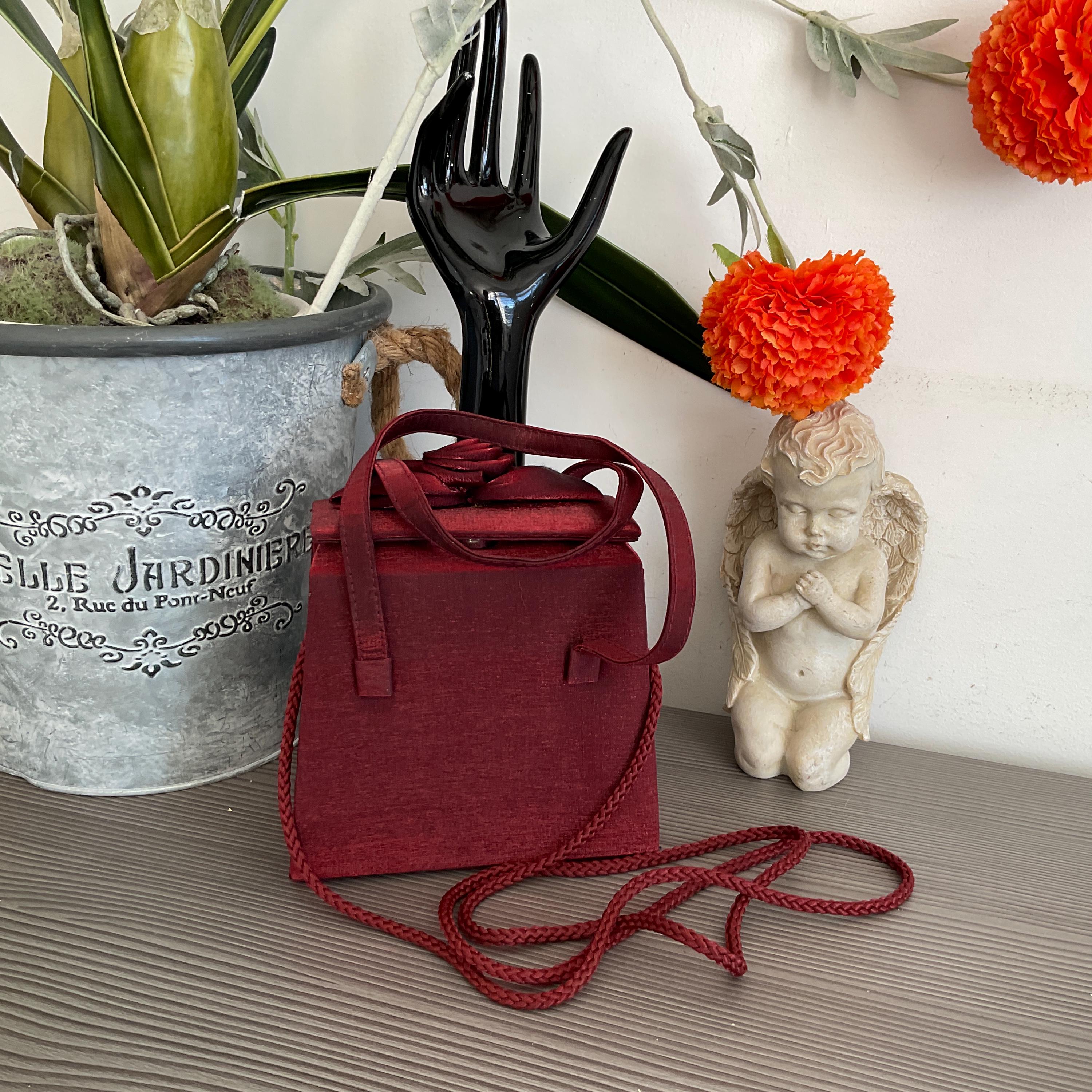 Lovely WALLIS Burgundy Box Shape Evening Bag with Bow Detail, Special Occasion Bag, Prom Bag,