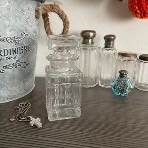 Sweet Pressed Glass Perfume Bottle With Stopper, Dressing Table Bottle, Vanity