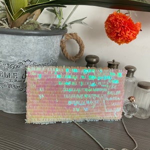 Hübsche funkelnde rosa Abendtasche, schillernde rosa und weiße Pailletten-Clutch, Crossover-Tasche, Abschlussball-Tasche, besonderer Anlass