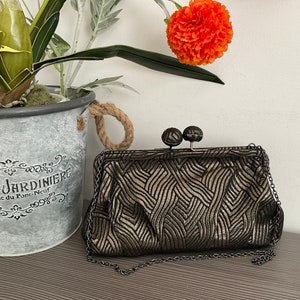 Lovely M&S ‘Per Una’ Evening Bag, Black and Gold Special Occasion Clutch Bag
