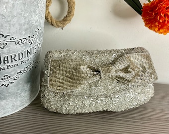 Vintage PHASE EIGHT Beaded Evening Bag, Sequined Clutch Bag, Special Occasion Bag, Party Bag