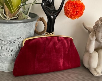 Wonderful Vintage Clarks Velvet Evening Bag, Burgundy Clutch Bag, Special Occasion Bag,