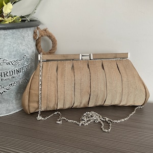 Vintage Gold Clutch Bag by Jones Boot Maker with Silver Chain