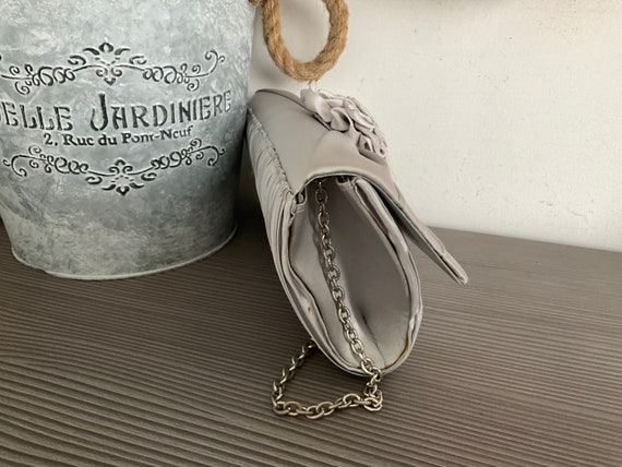 Stylish Silver Grey Evening Bag Ruched Satin Clutch Bag Special Occasion Bag Wedding Prom Etsy