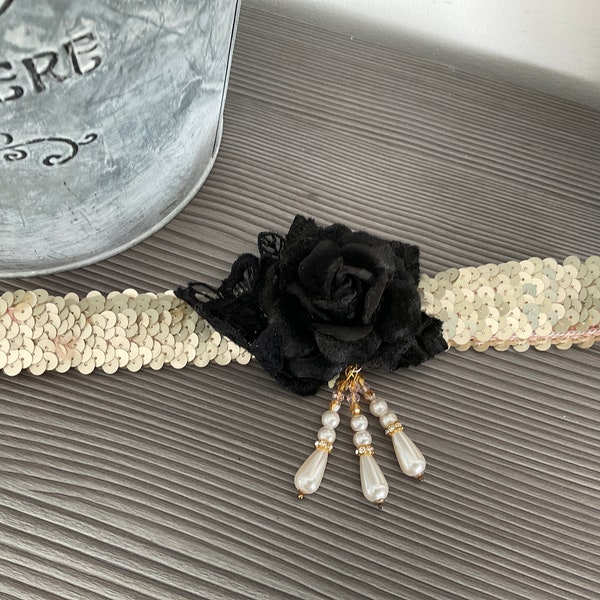 Wonderful Flapper Style Head Band, ‘Her Curious Nature’ Sequined Headband,