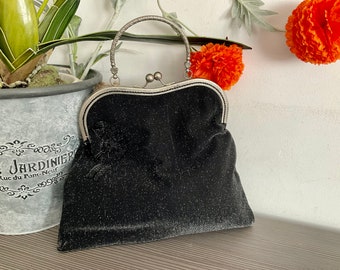 Fabulous Vintage Black Lurex Evening Bag, 1950s Sparkly Handbag,