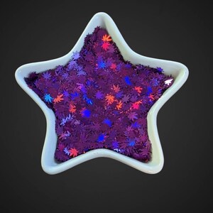 Fuschia cannabis leaf Glitter, pink marijuana shape glitter, DIY gift for girlfriend, crafting gift for wife, metallic pot leaf Glitter