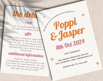 Bold Colourful Wedding Invitation | Digital Editable Template Printable File | Custom