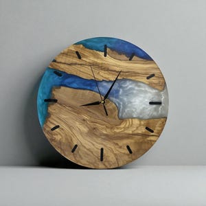 Resin & Olive Wood Wall Clock , Epoxy Wall Clock , Home Gifts