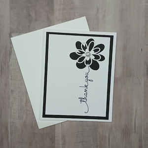 Black & White Floral Thank You Cards - Pearl Accent, Pack of 5