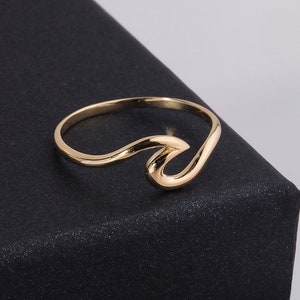Gold Wave Ring | 14K Gold Wave Shaped Dainty Ring | Handcrafted Jewelry,Lover gift ideas, birthday gift