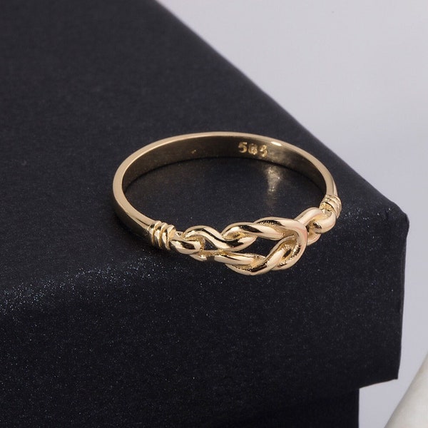 14K Gold  Knot Ring/Gold Sailor Knot Ring | 14K Gold Hercules Knot Dainty Ring/Love Knot/Anniversary Gift/Dainty Ring.Birthday Gift Ideas