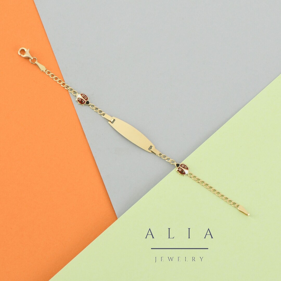 14 K Real Gold Baby ID Bracelet 14 Karat Yellow Gold Baby ID Name