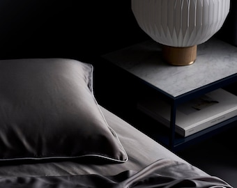 Luxury Organic Bamboo Pillowcase Set (of 2) In Eldgos Aska (Grey)