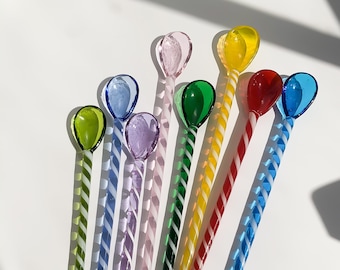 Handcrafted Glass Stirrer and Spoon Duo - Elevate Your Dining Experience