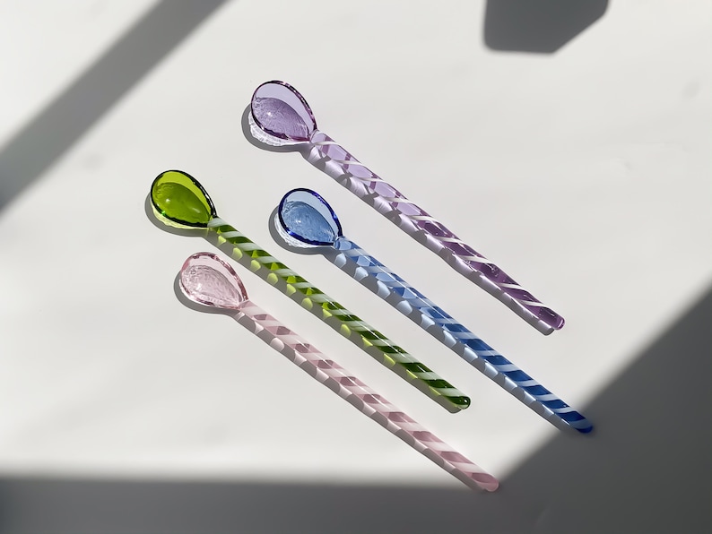 Handcrafted Glass Stirrer and Spoon Duo - Thumbnail 5