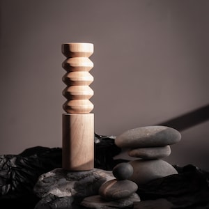 Wood Salt & Pepper Mills Set, Handcrafted Grinder Set, Rustic Kitchen Decor, Adjustable Cermaic Mechanisam, Gift for Chefs