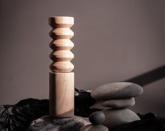 Molinillos de sal y pimienta de madera, molinillo artesanal, decoración rústica para cocina, mecanismo de cerámica ajustable, regalo para chefs (solo 1 molinillo)