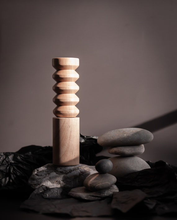Wood Salt & Pepper Mills, Handcrafted Grinder, Rustic Kitchen Decor, Adjustable Cermaic Mechanisam, Gift for Chefs (1 Grinder only)