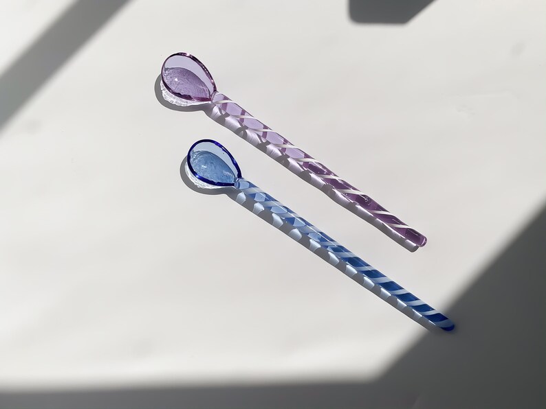 Handcrafted Glass Stirrer and Spoon Duo - Thumbnail 2