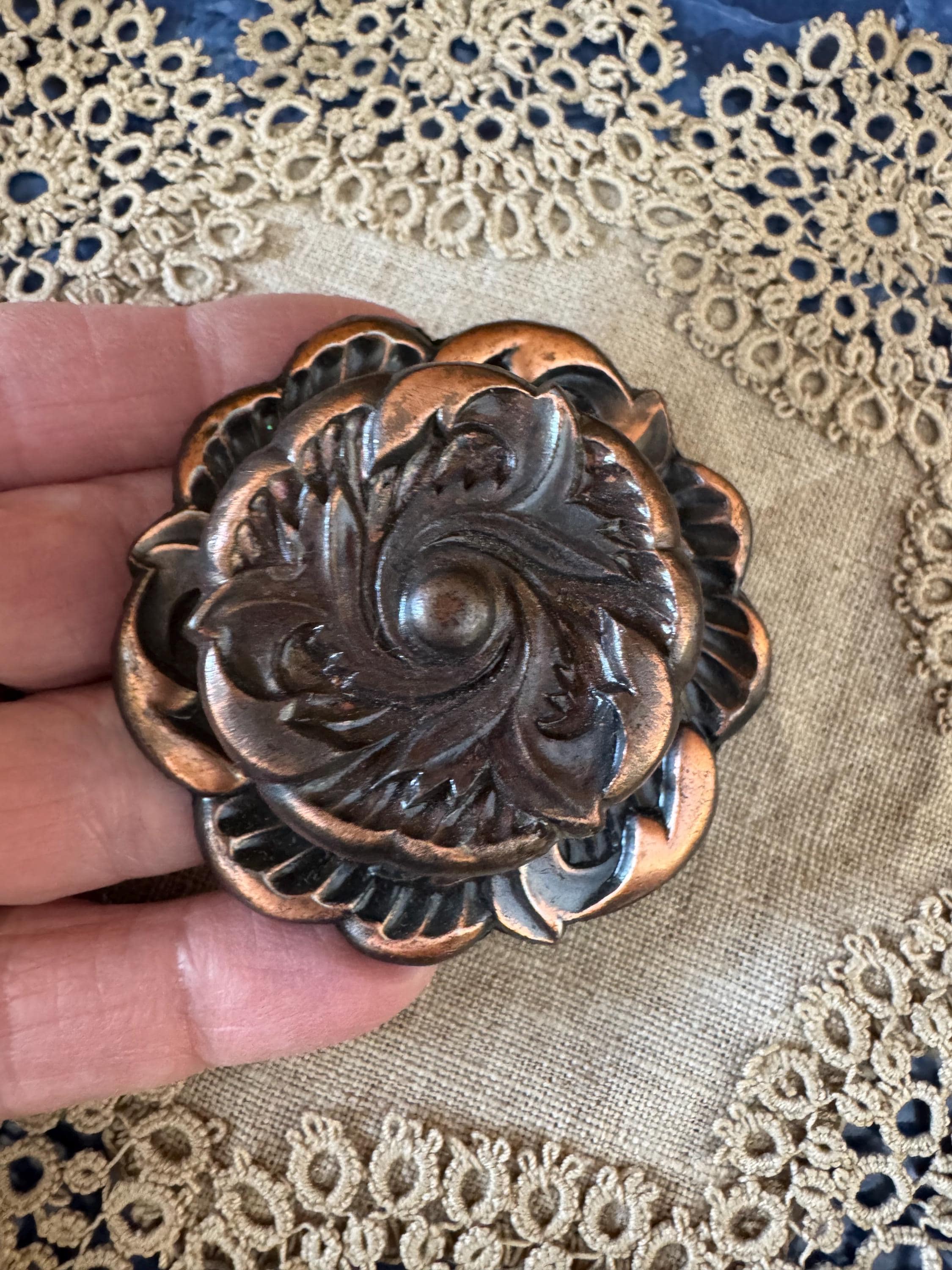 Vintage Allison Japan Brass Cabinet Backplate and Drawer Pull in
