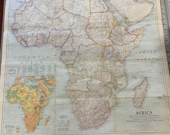 1950 Vintage Map of Africa and the Arabian Peninsula-March 1950