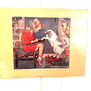 Vintage Lithograph Little Kitty by Jessie Willcox Smith, Poster Board image 1
