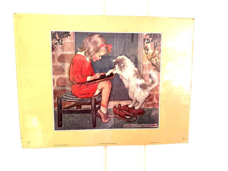 Vintage Lithograph Little Kitty by Jessie Willcox Smith, Poster Board image 1