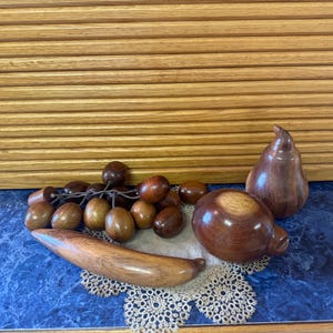 Vintage MCM Wooden Fruit Set