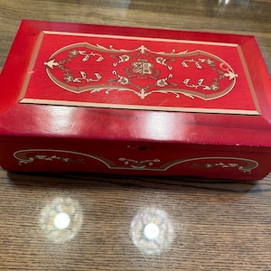 Vintage Red Music Jewelry Box