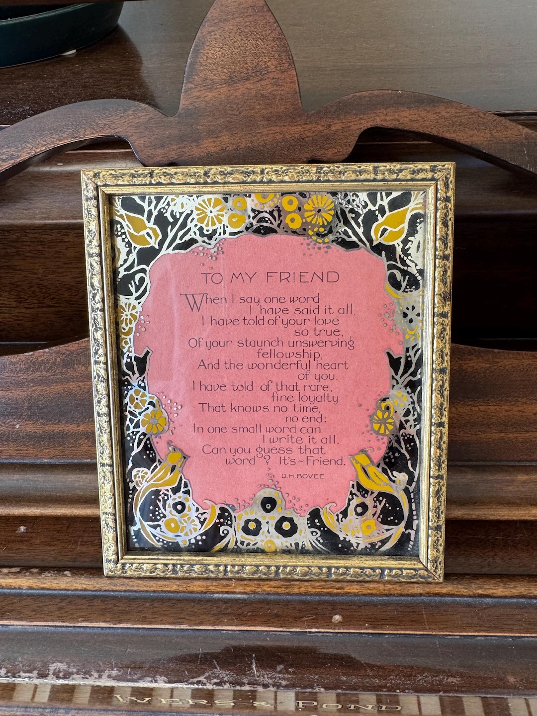Vintage Framed Poem With Painted Glass Border - Etsy
