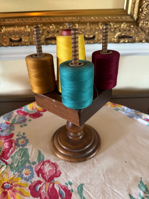 Vintage Wooden Candle Holder-Thread Caddy