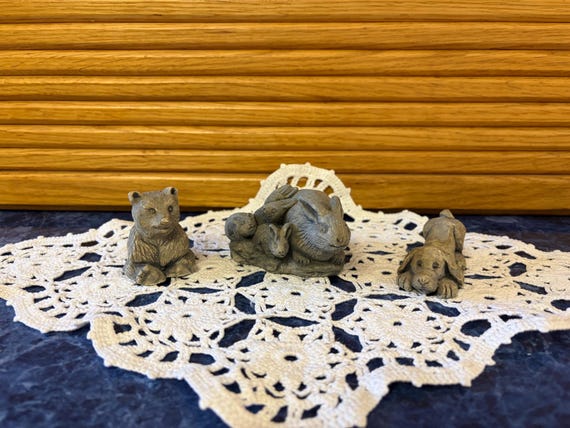 Vintage Mt. St. Helen’s Volcanic Ash Figurines-Set of 3