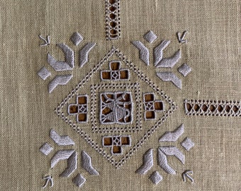 Vintage gold cut work embroidered tablecloth