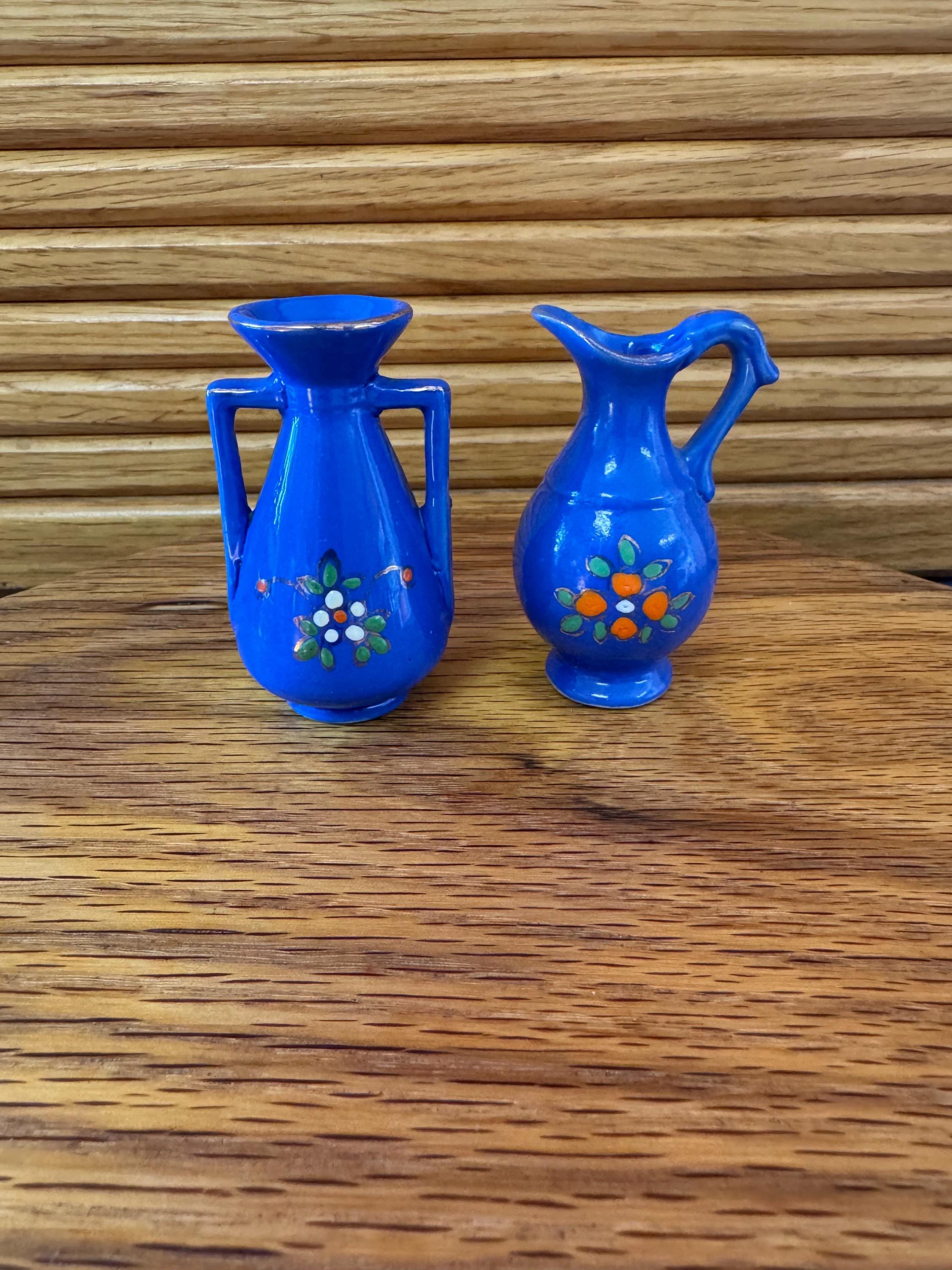 Vintage Miniature Blue Occupied Japan Vase and Pitcher - Etsy