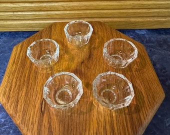 Vintage Clear Glass Salt Cellars-Set of 5