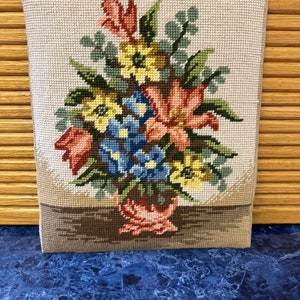 Vintage Floral Needlepoint/Pillow or Stool Cover