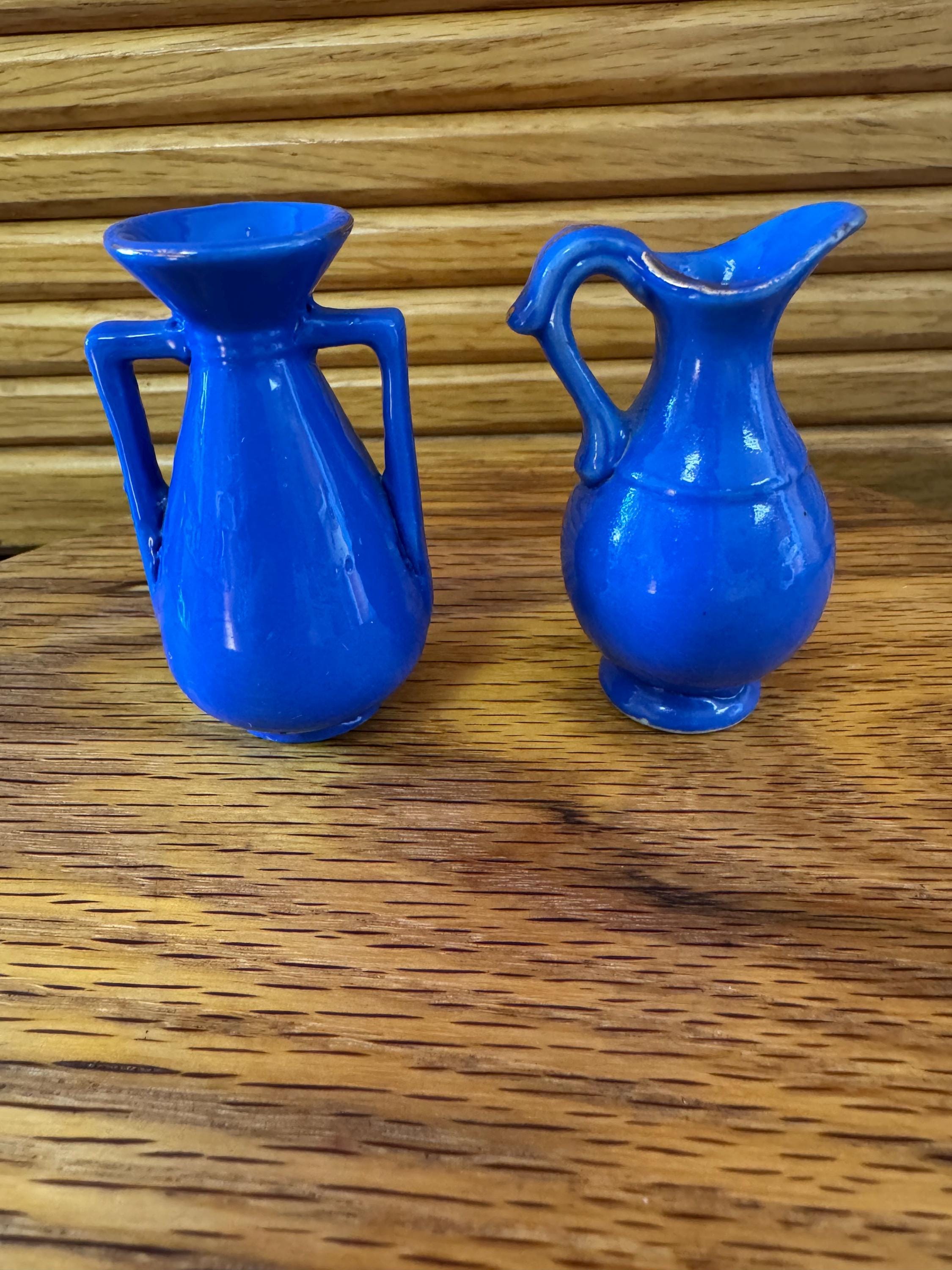 【貴重✨昭和✨Blue Jug✨ブルージャグ✨No.9】 Vintage Miniature Blue Occupied Japan Vase and Pitcher - Etsy