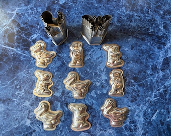 Vintage Metal Canapé and Candy Molds-Set of 11
