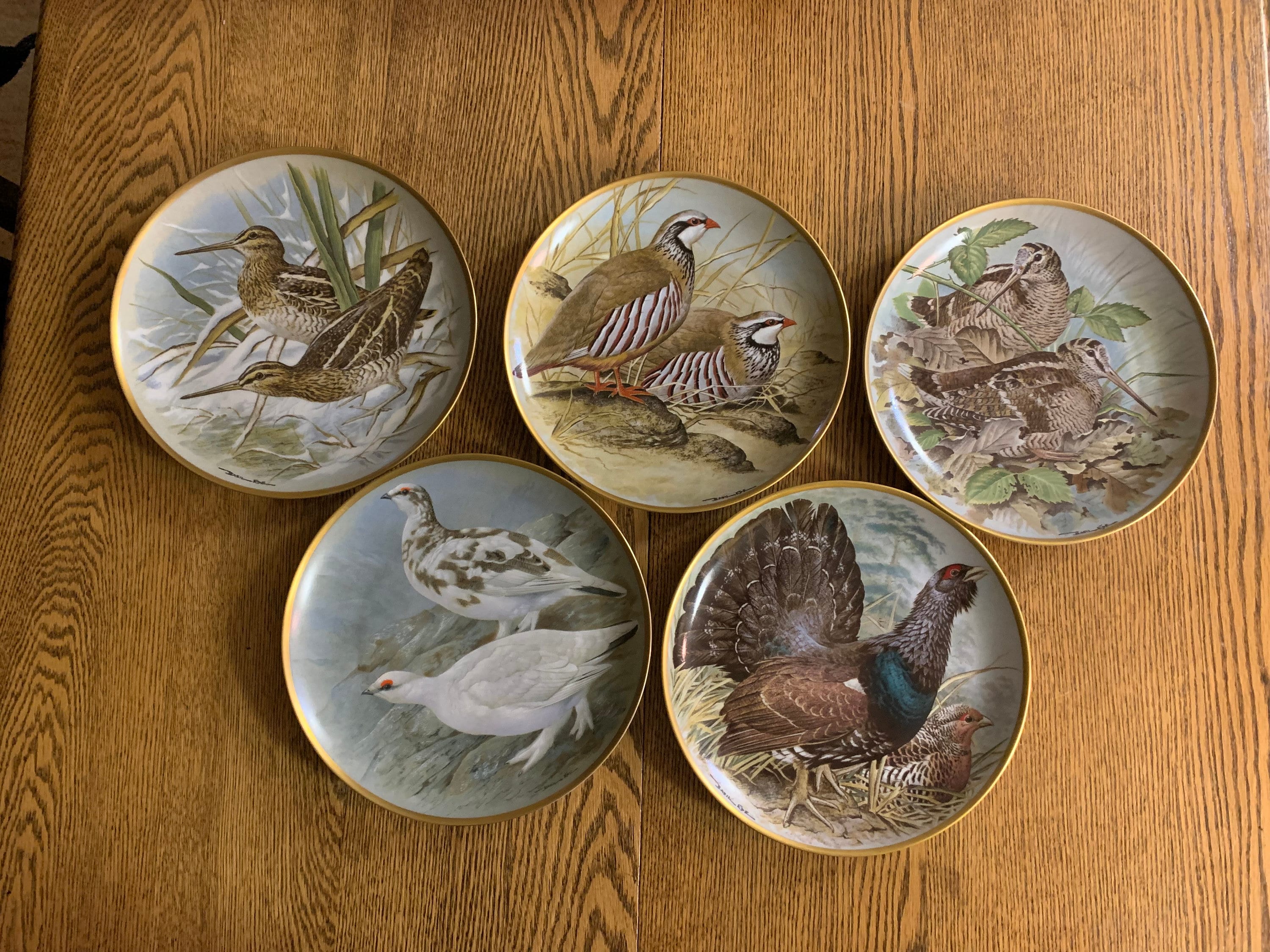 英国老舗　アンティーク　籐の持ち手とクリノリンレディ柄のビスケットバレル CHOICE of Vintage Gamebirds of the World by Basil Ede - Etsy