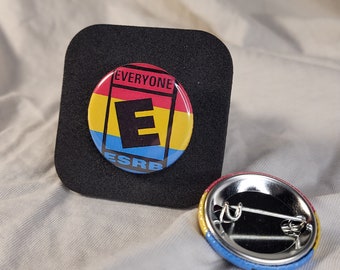 Rated E for Everyone LGBTQ+ Pin | Pride Visibility Button | Gamer Culture Badge