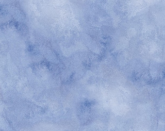 Texture Blender Fabric - Cotton Blender Fabric - Cotton Quilting Fabric: Morning Blooms - Watercolor Texture Blue - Wilmington Prints